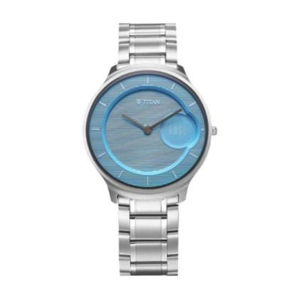 Titan Edge Murals 1843SM04 Blue Dial Stainless Steel Strap Analog Men Watch
